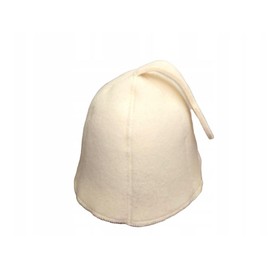 Sauna Hat Beanie Classic Bell Shape for Relaxation for Banya and Whirlpool Natural Wool Felt White