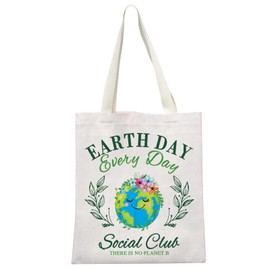 MEIKIUP Earth Day Gift Earth Day Social Club Tote Bag Protect Environment Inspired Gift for Women Friendly Tote Bag (CA Earth Day TB)