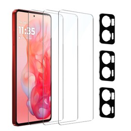 [3+3 Pack] Screen Protector for Moto G Stylus 5G 2024 with 3 Pack Camera Lens Protector, HD Clear Tempered Glass Film, Anti Scratch, 9H Hardness, Touch Sensitive, Bubble Free