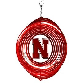 SWEN Products Nebraska Huskers Circle Swirly Metal Wind Spinner