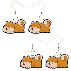 Pomeranian Puppy Dog Earrings Hypoallergenic Silver Plated Fishhooks Yazzle Dazzle Original Artwork Cute Sleeping Nap 2 Sets
