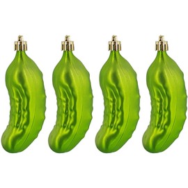 Christmas Tree Pendant Christmas Cucumber Sour Cucumber - Shatterproof - Tree Decoration Christmas Green - High 11.5 cm - Festive Christmas Decoration (Pack of 4)