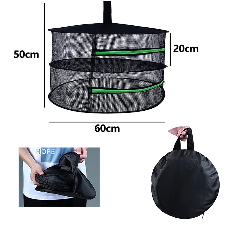 Herb Drying Net with Zip, 2 Layers Herb Dryer Hanging,