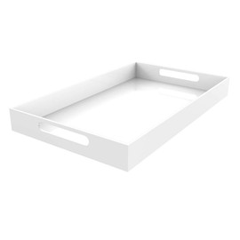 Vale Arbor White Acrylic Serving Tray for Vanity, Bathroom, Ottoman, Organizer and Décor with Handles (Rectangle, Large)