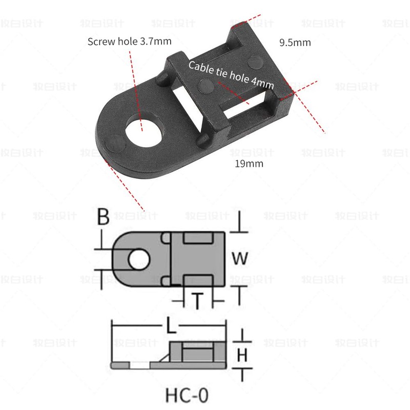 60 Set Cable Zip Tie Mounts Kit Black 6" Zip
