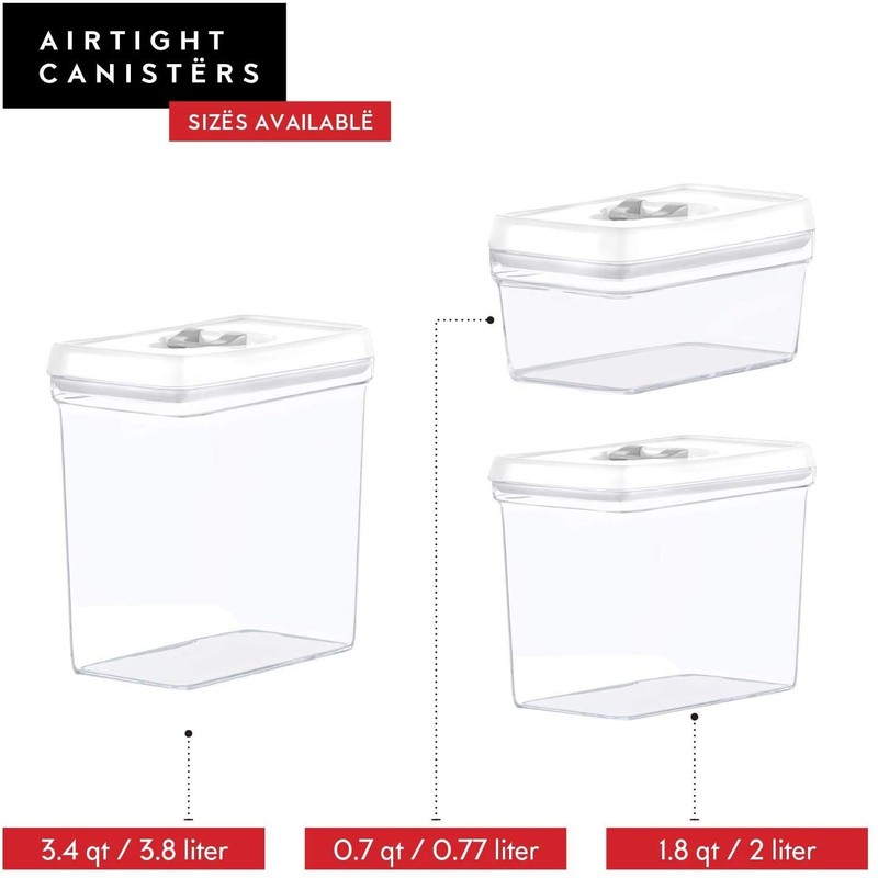 DWËLLZA KITCHEN Airtight Food Storage Containers with White Lids 2L