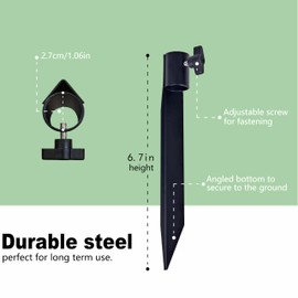 Outdoor Metal Stakes for Ground (6 Pack), Garden Stakes for Lights,Used for Replacement Metal Ground Spike in Live Flame Torches and Solar Lights-6.7 Inch(Black)