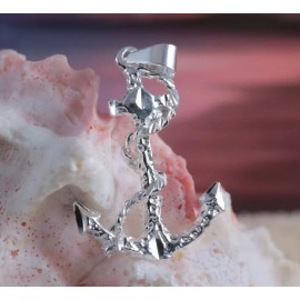 Unbranded ANCHOR WITH ROPE PENDANT STERLING SILVER, 1 1/2" with bail .925 DIAMOND CUT