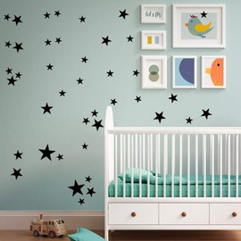 WandSticker4U® Wall Sticker, 60 x Stars for Sticking, Black / Silver / Gold Stars, Wall Sticker Decoration, for Children’s Room, Furniture, Home Accessories