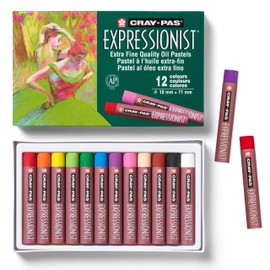 SAKURA Barras Óleo Pastel Set 12 Colores | Barras Artísticas | Pasteles originales al óleo para artistas, textura cremosa para mezclar, capas y arañaz