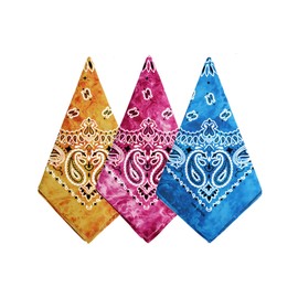 Bycc Bynn 3 Pack 100% Cotton Paisley Pattern Bandanas Face Mask Square Scarf Headwear (S- 3 Pack-Tie dye 1)