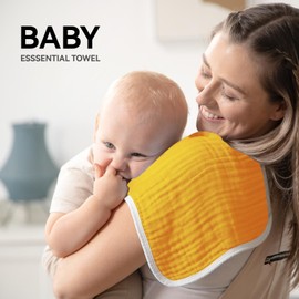 Synrroe Muslin Burp Cloths Large 20 by 10 Inches 100% Cotton 6 Layers Extra Absorbent and Soft (Pumpkin)