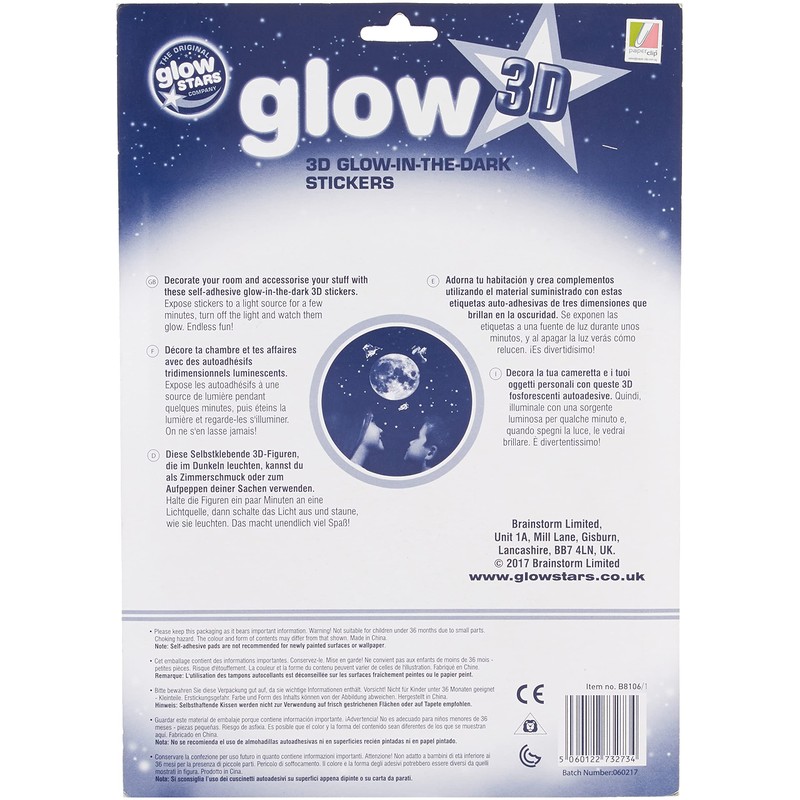 The Original Glowstars Company Glow-in-The-Dark 3D Moon Sticker - Room