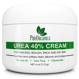 PurOrganica Urea 40% Foot Cream – Made in USA, Dermatologist Tested, Intensive Repair for Dry, Cracked Heels, Corns, Calluses & Rough Feet, Professional Strength Exfoliating & Moisturizing Cream