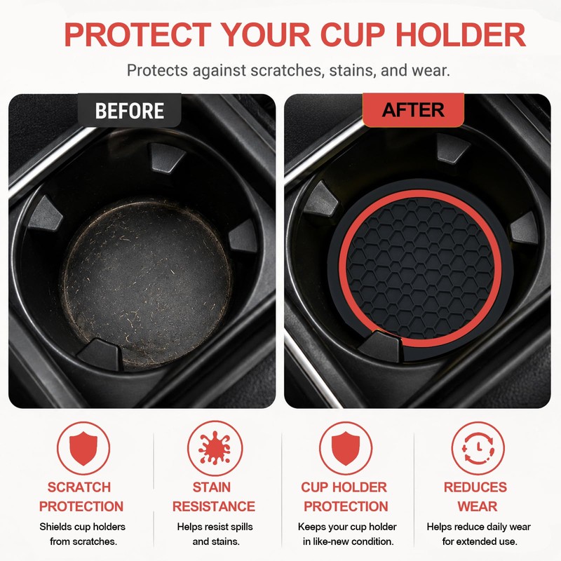 4PCS Car Cup Holder Coasters - 2.75 Inch Non-Slip Insert