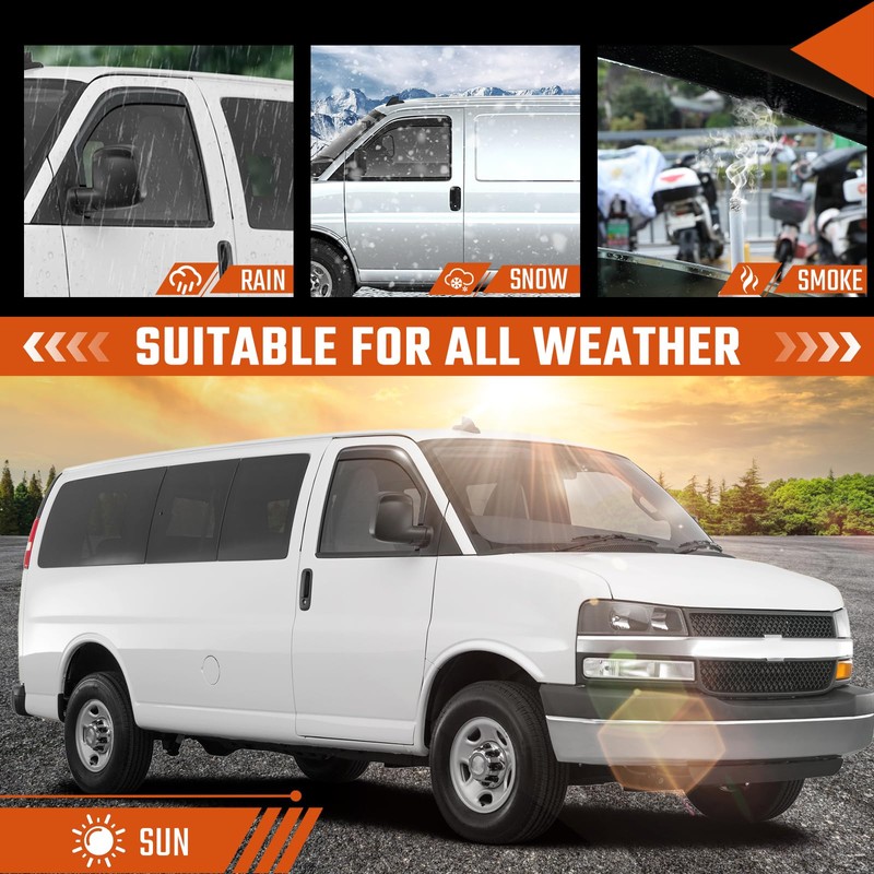 Rain Guards Fit for 1996-2026 Chevy Express Van 1500 &