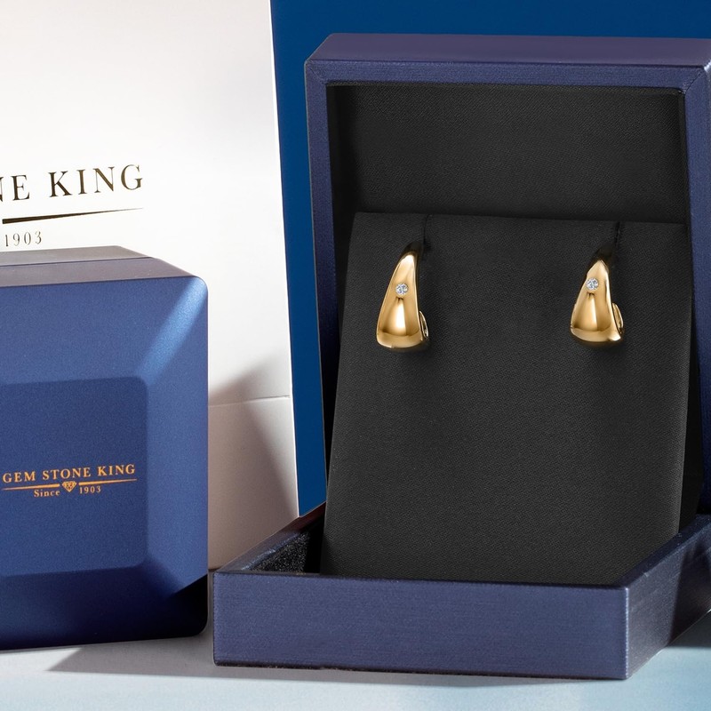 Gem Stone King 18K Yellow Gold Plated Silver Lab Grown