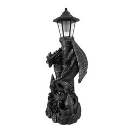 Zeckos 'Keeper of The Castle' Medieval Dragon Statue with Solar-Powered LED Lantern - 21 Inches High - Majestic Outdoor Decor Symbolizing Protection and Gothic Enchantment