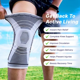 AmRelieve® Ultra Knee Brace for Knee Pain |Compression Sleeve for Men & Women, Grey, XX-Large