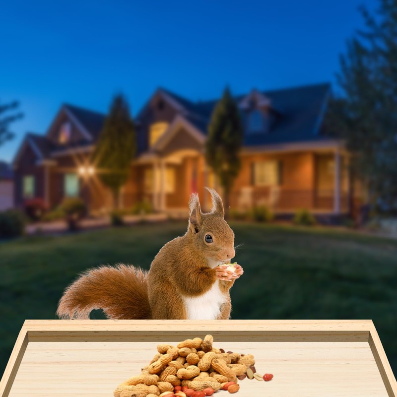 Intoo Lifes Squirrel Feeder Case for Outside, Durable Wooden Squirrel