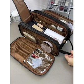 Portable Makeup Bag, Fall¬†Large Capacity Cosmetic Storage Bag, Travel Accessories,¬†Zipper Makeup Organizer Pouch, Versatile Storage Stationery, Travel Bag, Fall Outfits, Fall Freshness:_signal black_Please Refer To The Pictures for Dimensions