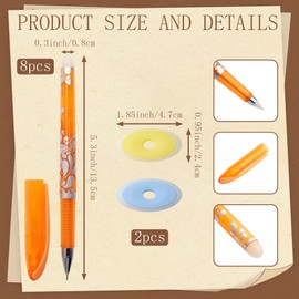 Fampery 8Pcs Heat Erasable Pens for Fabric &2 Erasers - Multicolor Fabric Marking Pens Markers No Ghost Lines - Disappearing Ink for Drawing Writing Planner Quilting Sewing Embroidery DIY Dressmaking