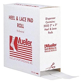 Mueller 63555 Heel & Lace Pad with Dispenser, 3" Width, 3" Length, Pack of 2000