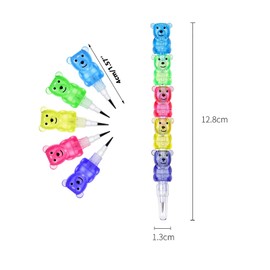 HREDZEO Stackable Pencils for Kids,10 Pcs Cute Bear Pencils Stackable Colouring Pencils 5 in 1 Stacking Colored Pencils Party Favors for Birthday Party Supplies School Kids Gift