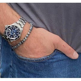 Natural Labradorite Beaded Bracelet for Men, Men's Bracelets, Beaded Bracelets, Bracelets for Men, 6mm Crystal Beads Bracelet for Men, Meditation Bracelet, Yoga Bracelet