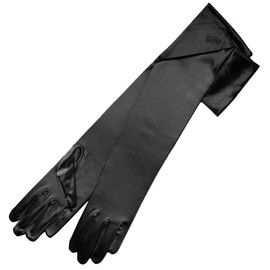 ZAZA BRIDAL 19.5" Long Shiny Stretch Satin Dress Gloves 12BL-Black