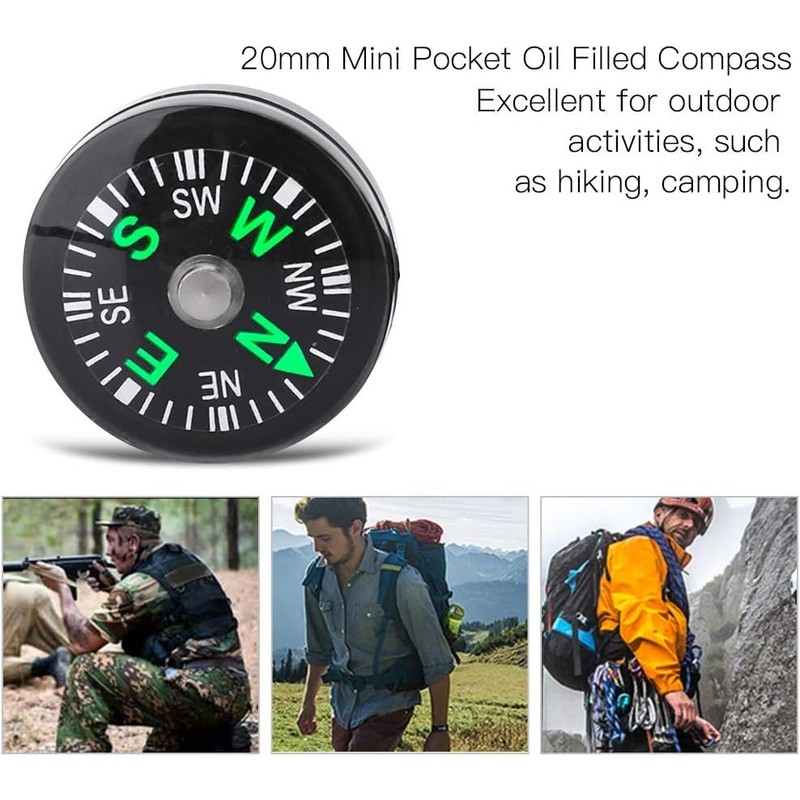 Mini Compass Set, 20mm Oil Filled, 12 Pack, Black, for