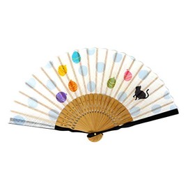 Stylish kimono Iroha Cat Play Fan, Cloth Fan,, 2642: Cat and water balloons