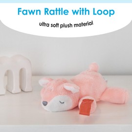 Carter's Fawn Plush Rattle with Loop Teether for Infants and Babies