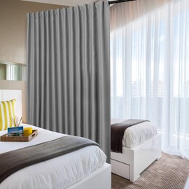 DWCN Patio Sliding Door Curtains - Extra Wide Curtains for Glass Door, Privacy Room Divider Blackout Thermal Curtain Panel with Back Tab & Rod Pocket for Bedroom Partition, 100 x 84 Inches, Light Grey