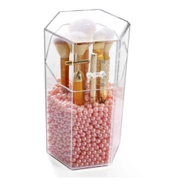 STARDEBITES Contenedor De Brochas Transparente Con Perlas Color Al Azar