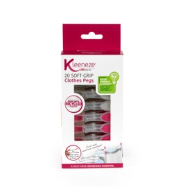 Kleeneze 20-Pack Laundry Pegs – Durable Clothespins, Soft Ergonomic Rubber Grip, Rust & Moisture Resistant, Recycled Plastic Garment Pins for Washing Line/Clothes Airer, Assorted Colours