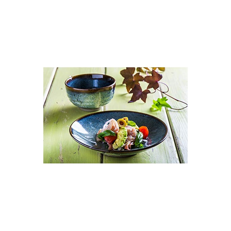 Yamashita Kogei 45025720 Medium Plate, Sea Mine Glaze, Diameter 7.1