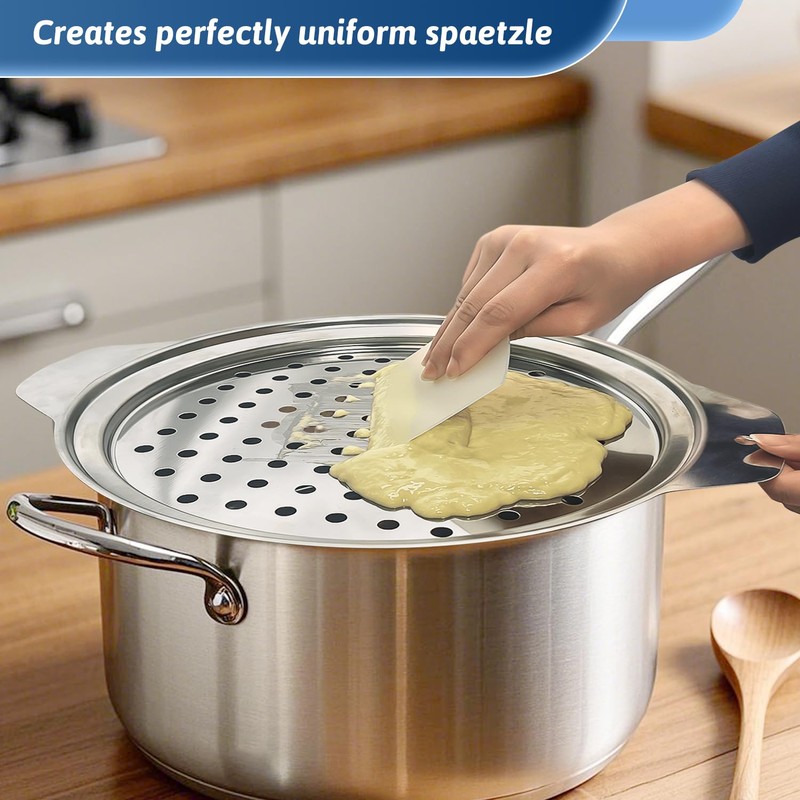 Mlesi Premium Grade Stainless Steel Spaetzle Maker with plastic Scraper,