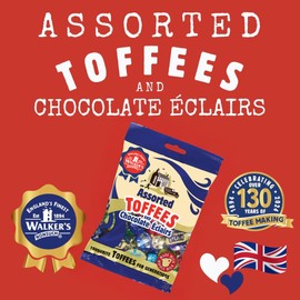 Walkers' Nonsuch Assorted English Toffees & Chocolate Éclairs – British Candy Mix with English Creamy Toffee, Milk & Dark Chocolate Covered, Banana Split & Eclairs – 5.29 Oz (Pack of 6)