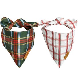 Remy+Roo - Bandanas para perro, paquete de 2 | Juego de cuadros navideños, tela duradera de alta calidad, forma única, ajuste ajustable, varios tamaños ofrecidos (pequeño)