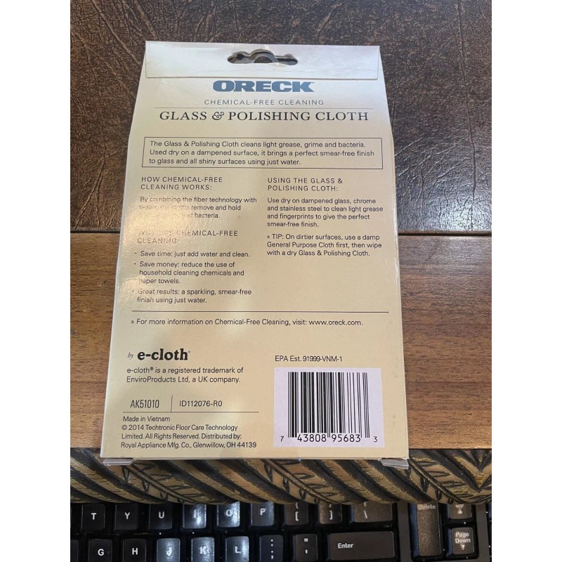 Oreck Glass and Polish Cloth Chemical Free Cleaning/Comes in many