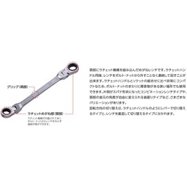 Kyoto Machine Tools (KTC) MSR2S08F Short Ratchet Combination Wrench (Bobble Type) 0.3 inches (8 mm)