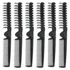 Qjaiune 24PCS Travel Foldable Brush Comb Portable Folding Comb, Anti-Static Hair Comb Mini Pocket Comb, Double Headed Hair Brush Hairdressing Tools Plastic Folding Comb for Men Women (Black)