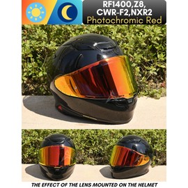 Logto Photochromic Visor Compatible with RF-1400,GT-Air 3,GT-Air,RF-SR,RF-1200,X14,Glamster Replacement Transition Motorcycle Helmet Face Shield (RF1400,Z8,CWR-F2,NXR2 Clear Red/Gold Red)