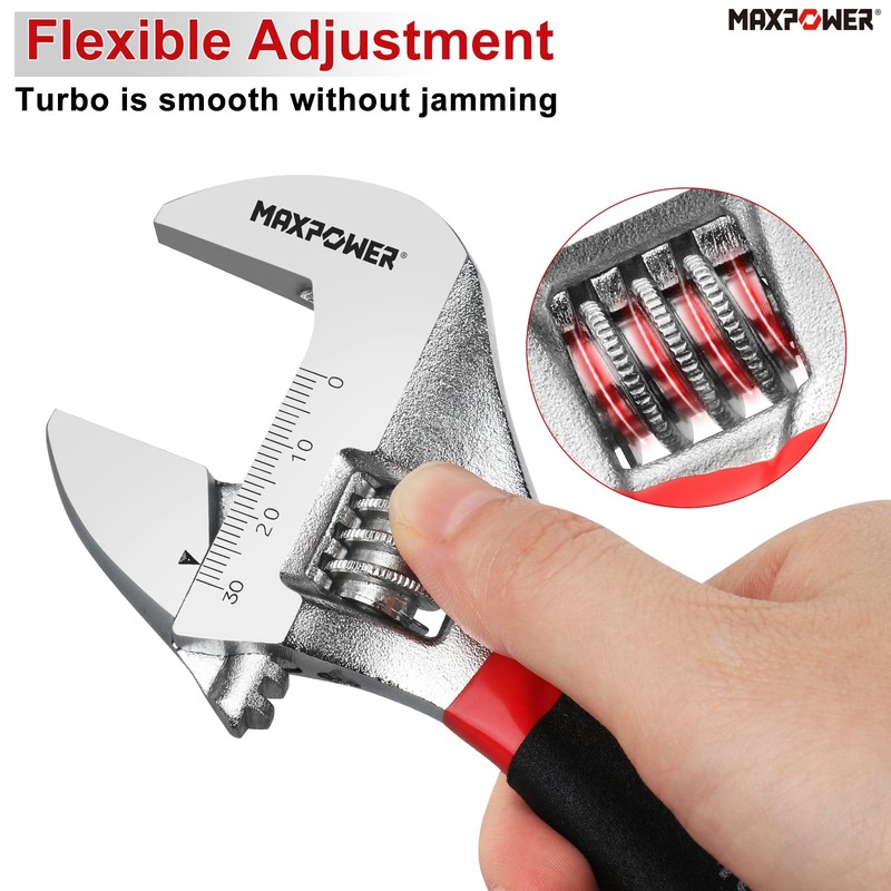 MAXPOWER Adjustable Spanner 250mm (10-Inch), Adjustable Wrench Shifter Spanners with