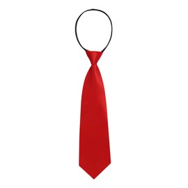 Allegra K One-Touch Necktie, 3.1 inches (8 cm), Solid Color, Zipper, Adjustable, Business, Graduation, Uniform, Men's, red