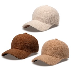 MGBPEI 3Pack Women's Winter Baseball Cap Adjustable Solid Color Lamb Wool Warm Baseball Cap Unisex Unconstructed Plain Cap