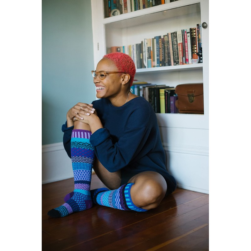 Solmate Socks - Mismatched Knee High Socks, USA Made, Raspberry