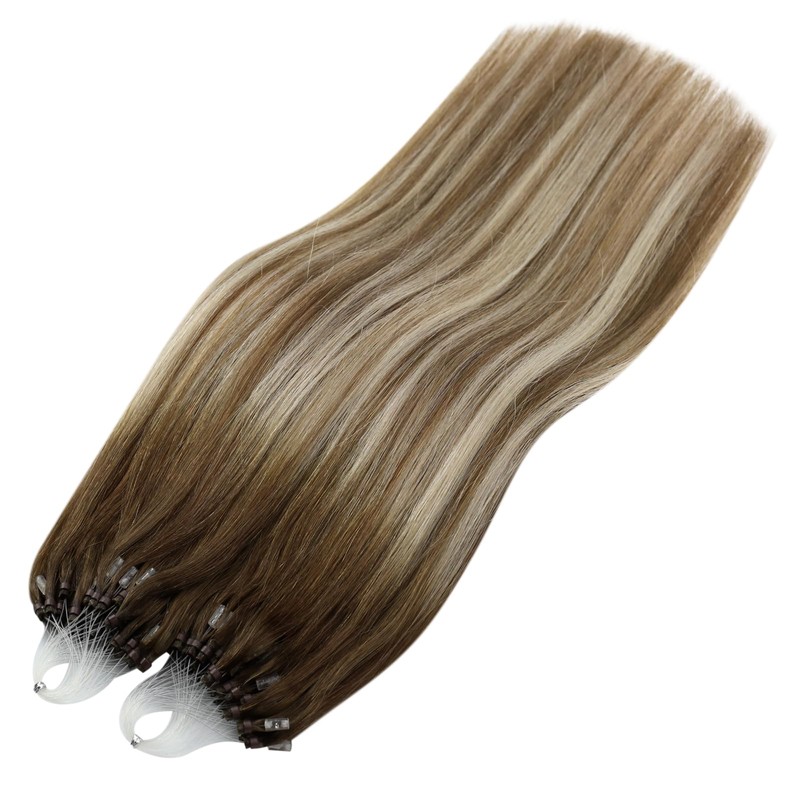 Sunny Micro Bead Hair Extensions Human Hair Balayage Brown Micro