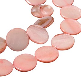 Cheriswelry About 25pcs 14mm Flat Round Shell Beads Disc Coin Natural Mother of Pearl Shell Spacers Bead Charms for Jewellery Making, Pink Dyed